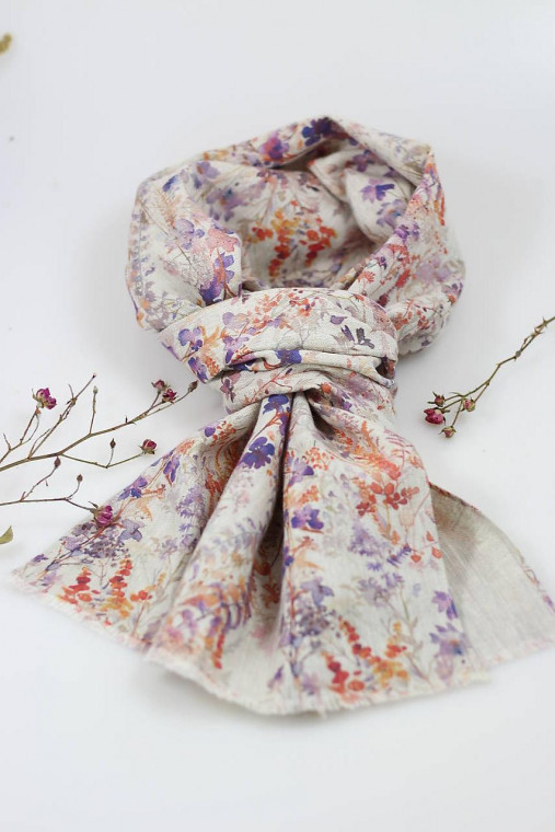 Prírodná ľanová dámska letná šatka "Wisteria"