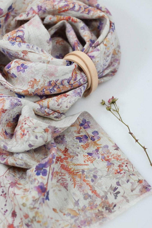 Prírodná ľanová dámska letná šatka "Wisteria"