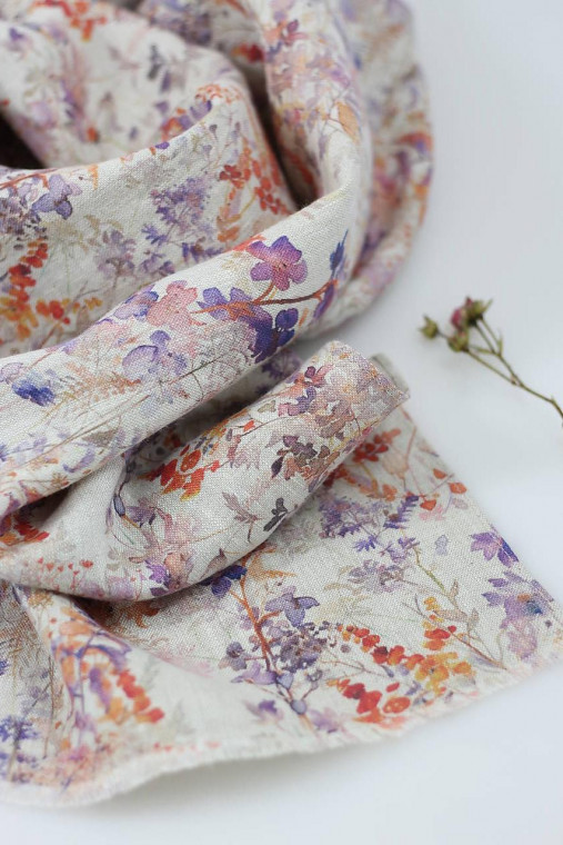 Prírodná ľanová dámska letná šatka "Wisteria"