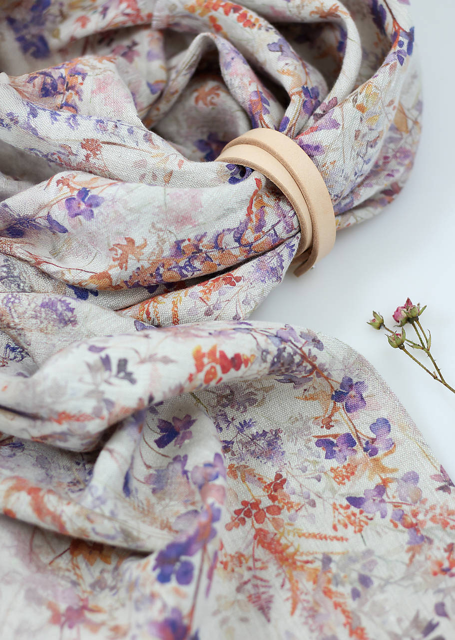 Prírodná ľanová dámska letná šatka "Wisteria"