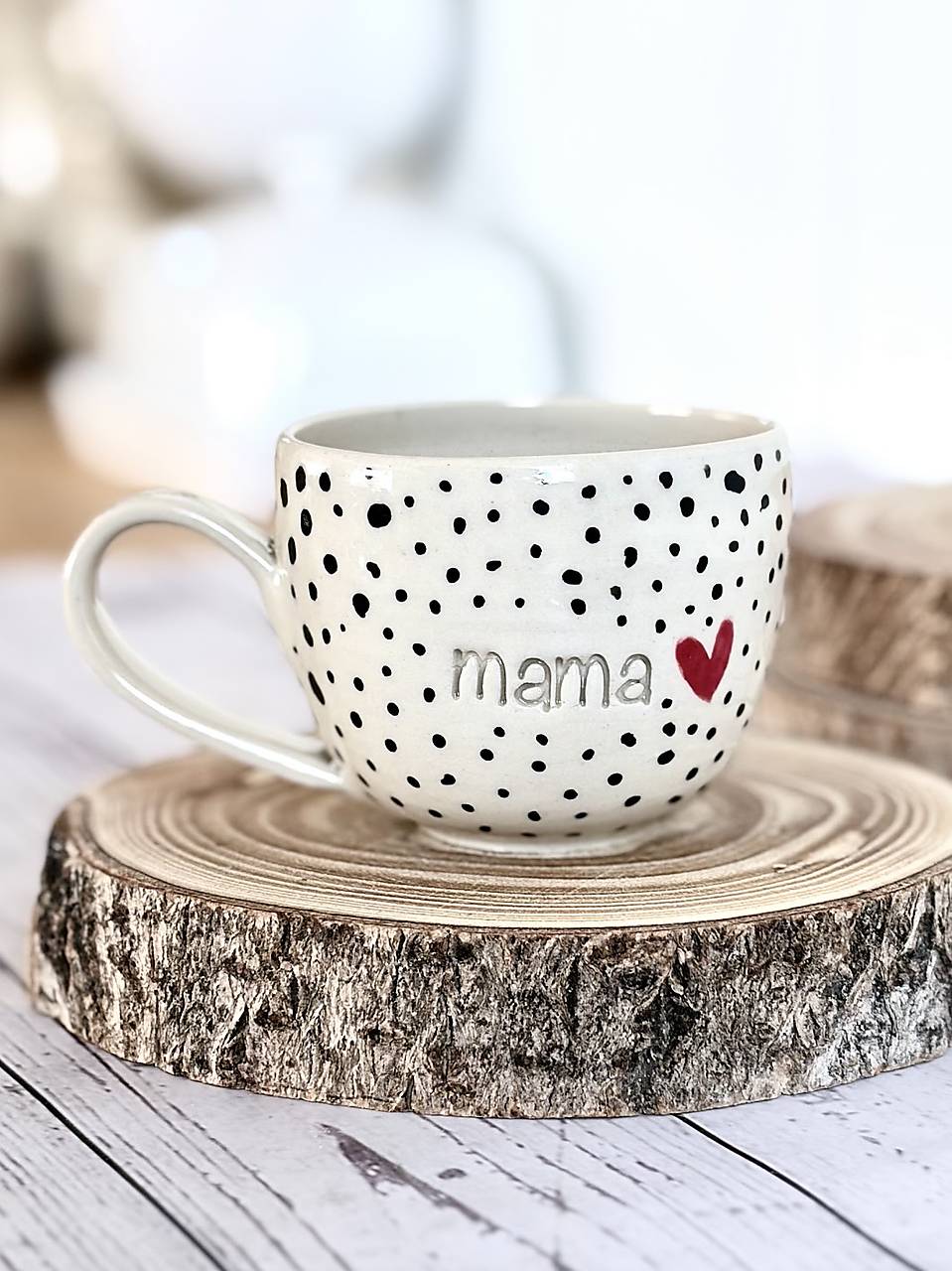Čierne bodky - šálka lungo mama (150ml, s uškom)