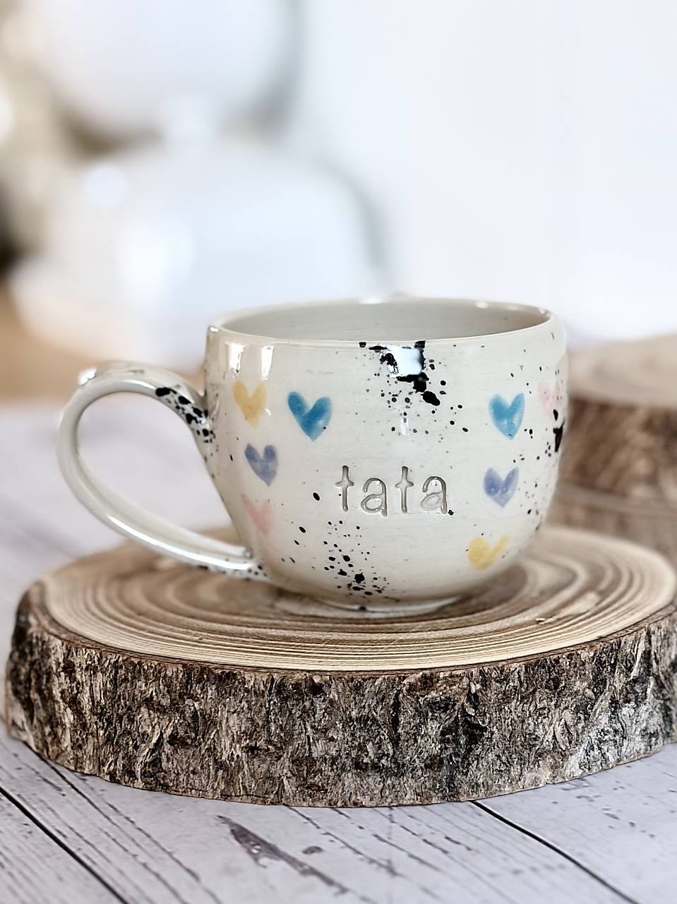 Farebné Srdiečka - šálka lungo tata (150ml,  s uškom)