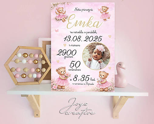 Tabuľka pre bábätko s medvedíkmi