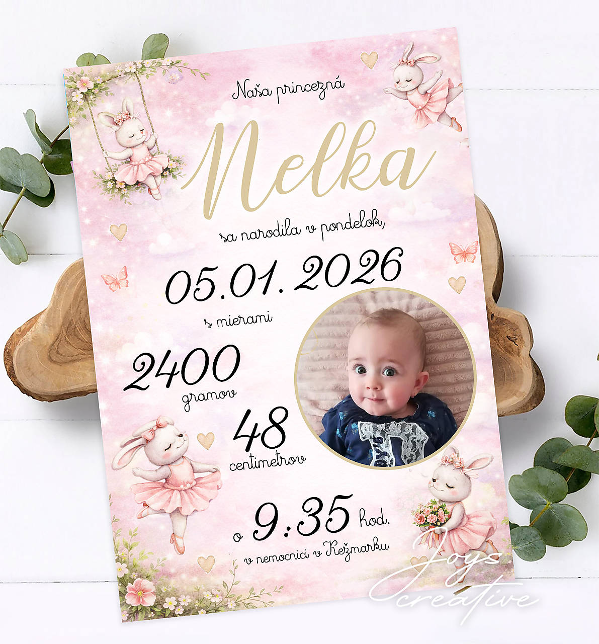 Tabuľka pre bábätko so zajačikmi