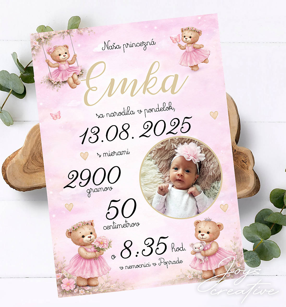 Tabuľka pre bábätko s medvedíkmi