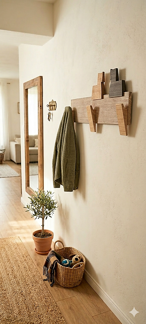 Nábytok - Drevený 3-vešiak s koníkom - 18241477_