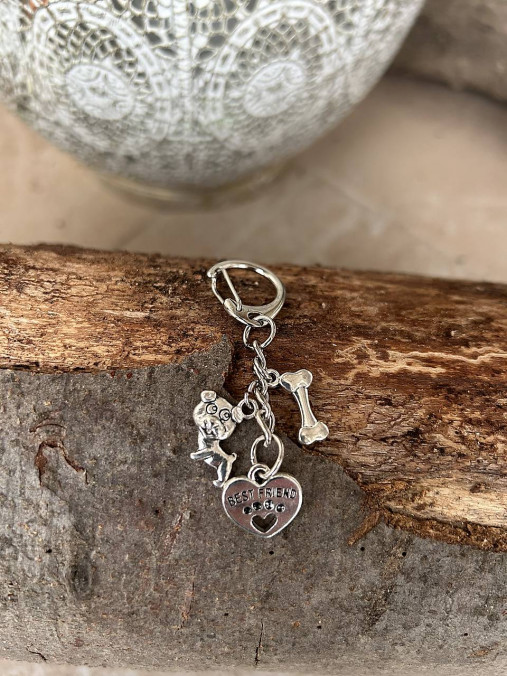 Kľúčenky - kľúčenka pre milovníkov labiek (psík, srdce, kosť) - 18242189_