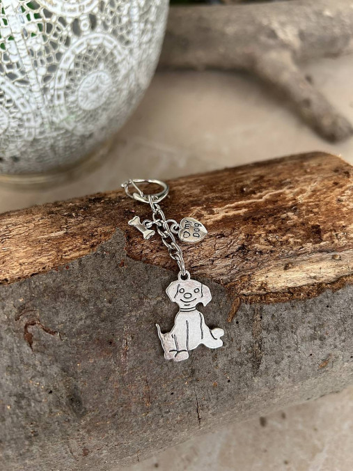 Kľúčenky - kľúčenka pre milovníkov labiek (psík , srdce, kosť) - 18242193_