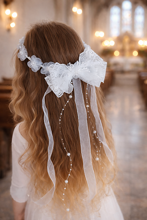 Detské doplnky - Ozdoba do vlasov pre dievčatá na prvé sväté prijímanie - perly - 18243686_