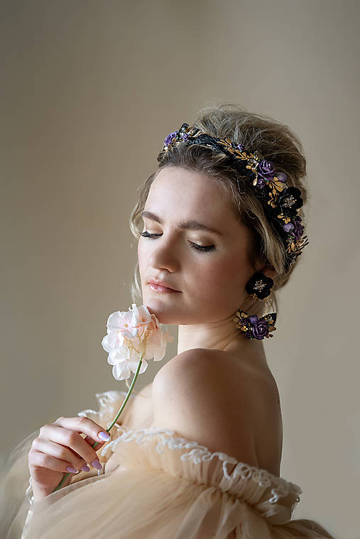 Kvetinová glam korunka "šťavnatá chuť noci”