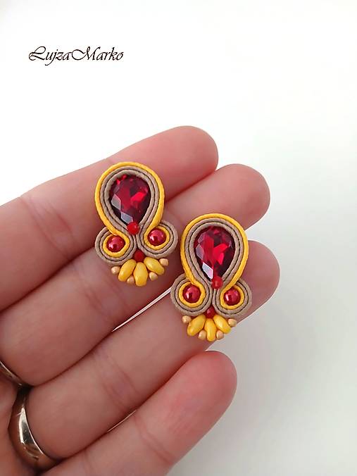 Náušnice - Katalina soutache náušnice - 18244180_