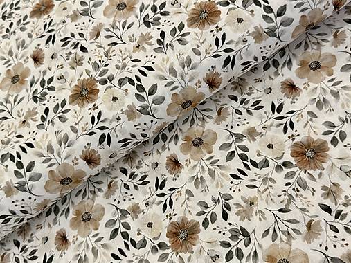 100% BAVLNA / POPELIN / KVETINKY HNEDÉ