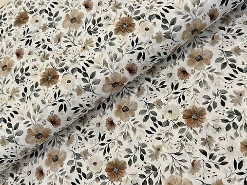 100% BAVLNA / POPELIN / KVETINKY HNEDÉ