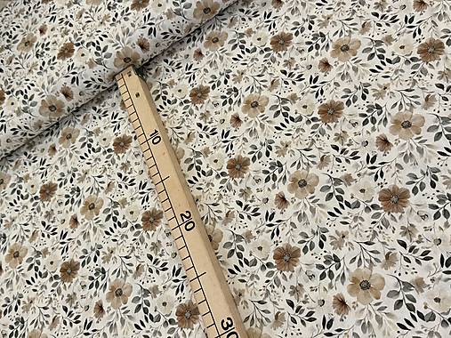 100% BAVLNA / POPELIN / KVETINKY HNEDÉ