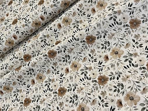 100% BAVLNA / POPELIN / KVETINKY HNEDÉ