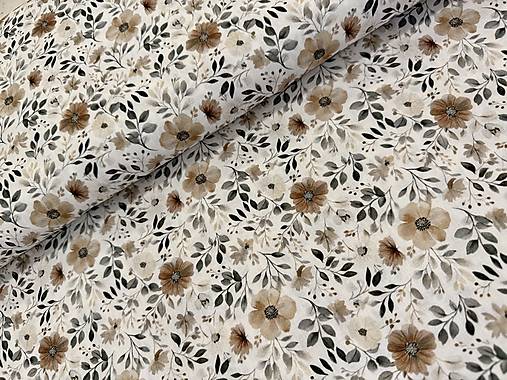 100% BAVLNA / POPELIN / KVETINKY HNEDÉ