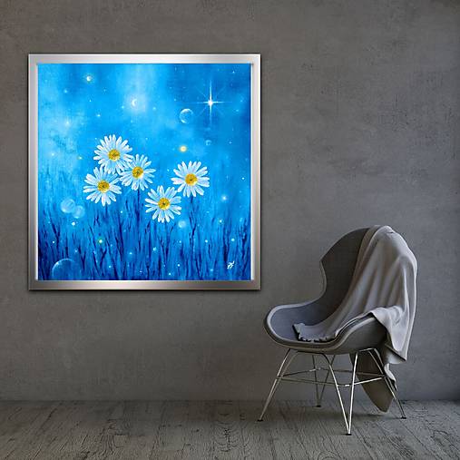 Obrazy - Art print Margarétky a svetlušky - 18246529_