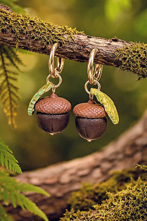 Náušnice - Visiace náušnice  žaluďe, nerezová oceľ - 18248190_