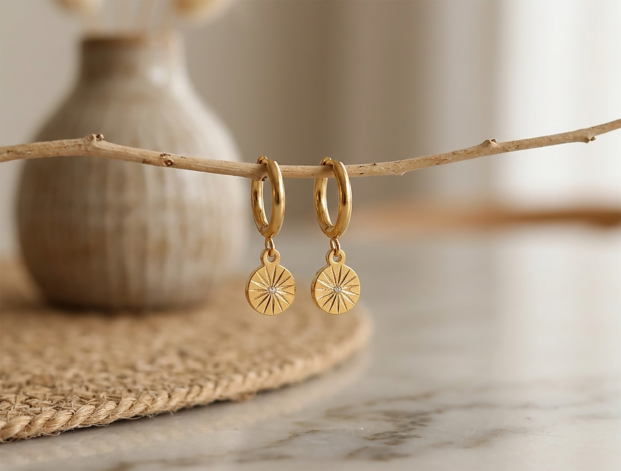 Náušnice kruhy - medailón