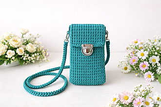 Kabelky - Háčkovaná crossbody kabelka recy Oeko-Tex® Petrolejová - 18253085_