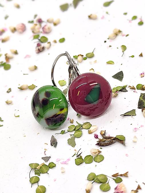 Jedinečné sklenené náušnice "VERA"  – malé umelecké dielo