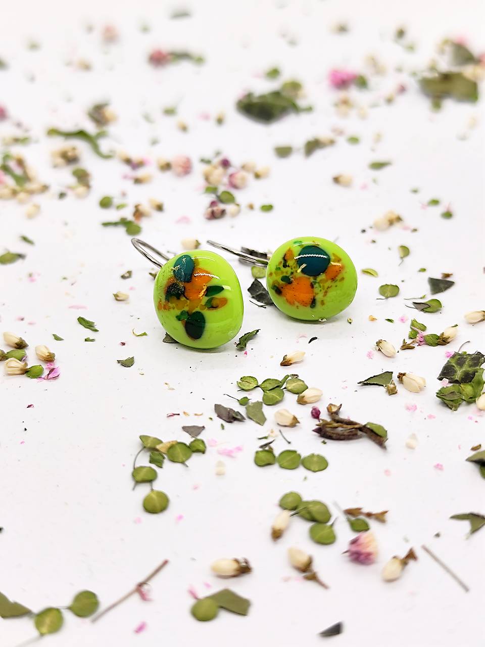 Jedinečné sklenené náušnice "HELGA"  – malé umelecké dielo