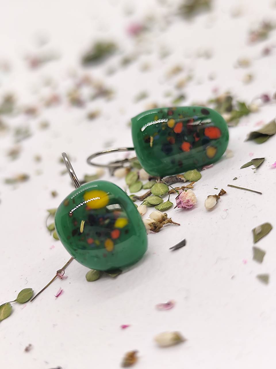 Jedinečné sklenené náušnice "DIA"  – malé umelecké dielo