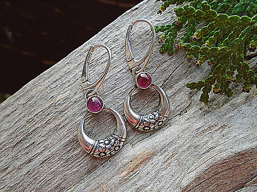 Strieborné náušnice Ag925 Marabella- Rubelit