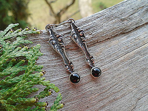 Strieborné náušnice Ag925 Viktorianske Ónyx