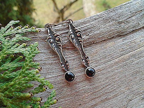 Strieborné náušnice Ag925 Viktorianske Ónyx