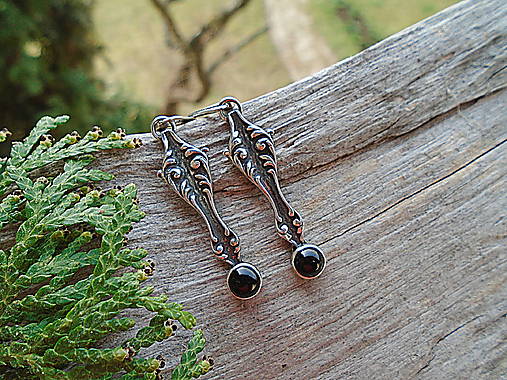 Strieborné náušnice Ag925 Viktorianske Ónyx