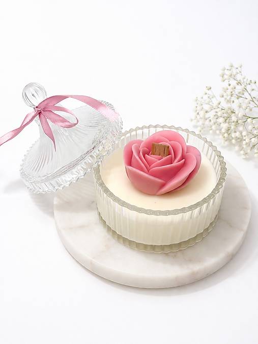 Sójová sviečka v sklenenej dóze (Ružová)