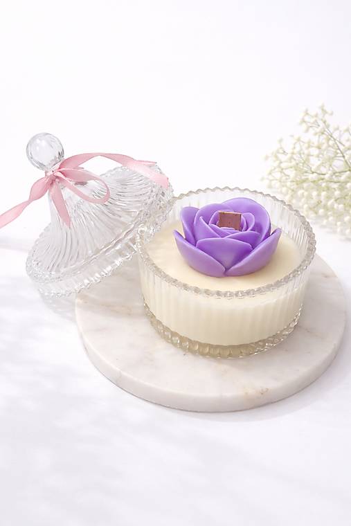 Sójová sviečka v sklenenej dóze (Fialová)