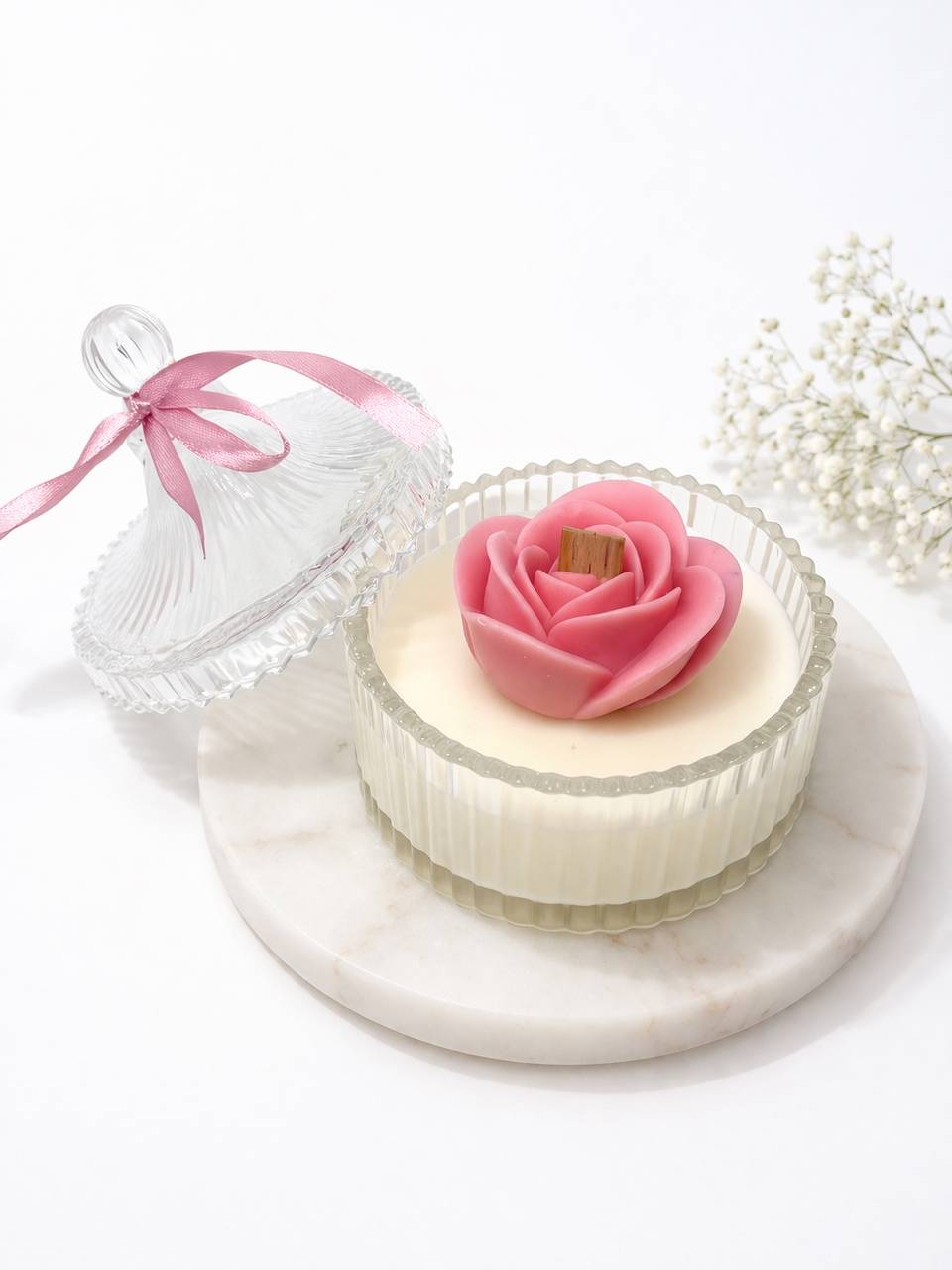 Sójová sviečka v sklenenej dóze (Ružová)