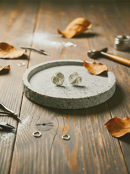 puzetové náušnice tropický list