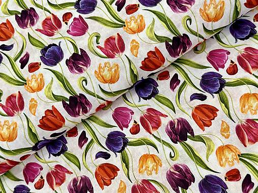 100% BAVLNA / FAREBNÉ TULIPÁNY