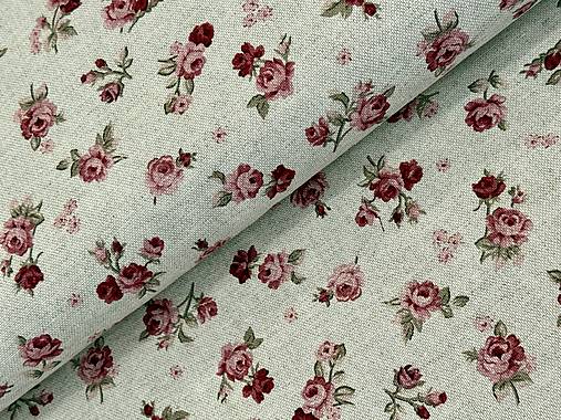 BAVLNA DEKOR / RUŽE NA PRÍRODNEJ BAVLNE