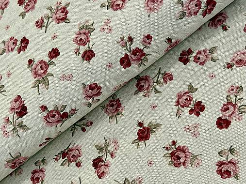 BAVLNA DEKOR / RUŽE NA PRÍRODNEJ BAVLNE
