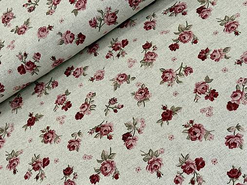 BAVLNA DEKOR / RUŽE NA PRÍRODNEJ BAVLNE