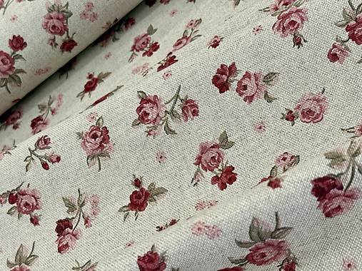 BAVLNA DEKOR / RUŽE NA PRÍRODNEJ BAVLNE