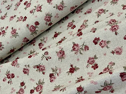 BAVLNA DEKOR / RUŽE NA PRÍRODNEJ BAVLNE