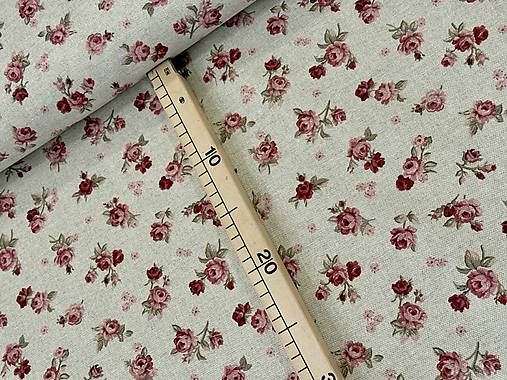 BAVLNA DEKOR / RUŽE NA PRÍRODNEJ BAVLNE