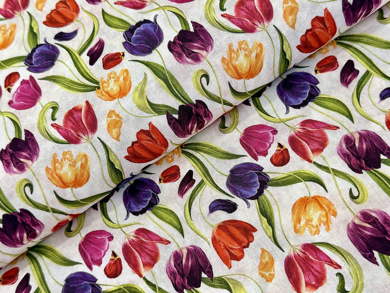 100% BAVLNA / FAREBNÉ TULIPÁNY