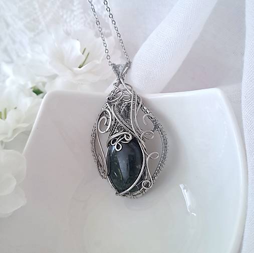 Náhrdelník Machový achát