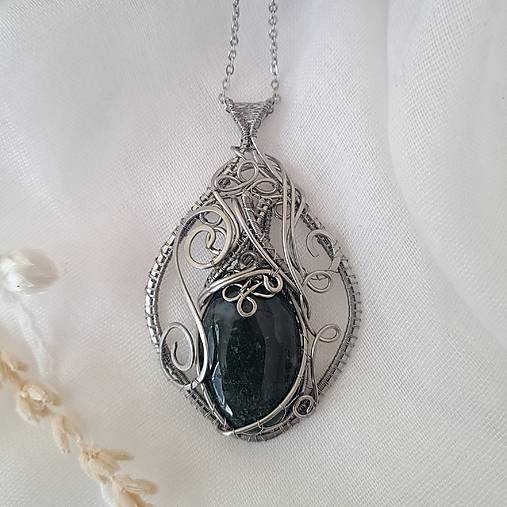 Náhrdelník Machový achát