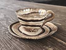 Nádoby - Keramická šálka na kávu espresso - lungo - ristretto 70 ml – Unikát! - béžovo-hnedá ručná výroba – modelovaná - 18257640_