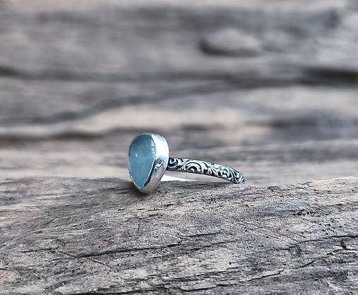 Strieborný Prsteň s Akvamarínom