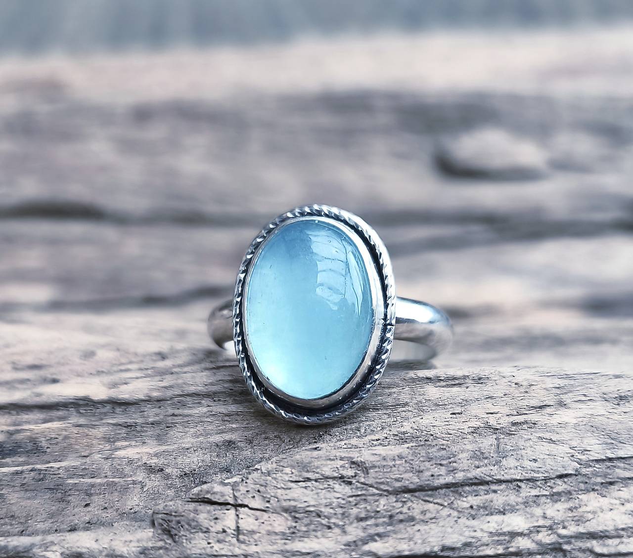 Strieborný Prsteň s Akvamarínom