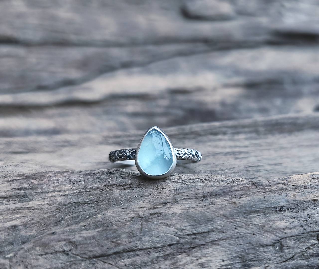 Strieborný Prsteň s Akvamarínom