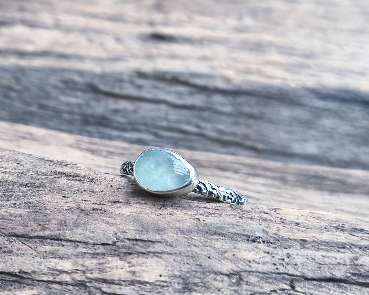 Strieborný Prsteň s Akvamarínom